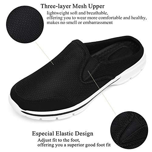 INMINPIN Unisex Slippers Casual Clog House Shoes Comfort Slip-On Walking Mules with Indoor Outdoor Anti-Skid Sole for Men and Women, Black, 11.5 Women/10 Men - Image 2