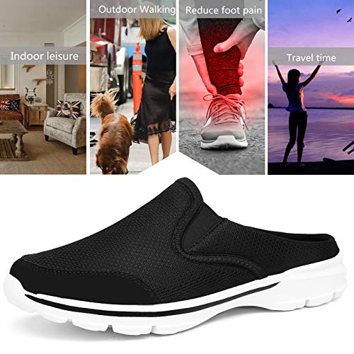 INMINPIN Unisex Slippers Casual Clog House Shoes Comfort Slip-On Walking Mules with Indoor Outdoor Anti-Skid Sole for Men and Women, Black, 11.5 Women/10 Men - Image 4