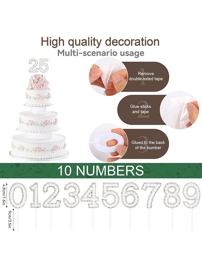 Zoreya - Numbers 0-9 Cake Topper, Bling Rhinestone Pearl Gems Birthday Cake Toppers, Birthday Cake Decorations - Image 1