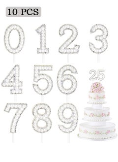 Numbers 0-9 Cake Topper, Bling Rhinestone Pearl Gems Birthday Cake Toppers, Birthday Cake Decorations