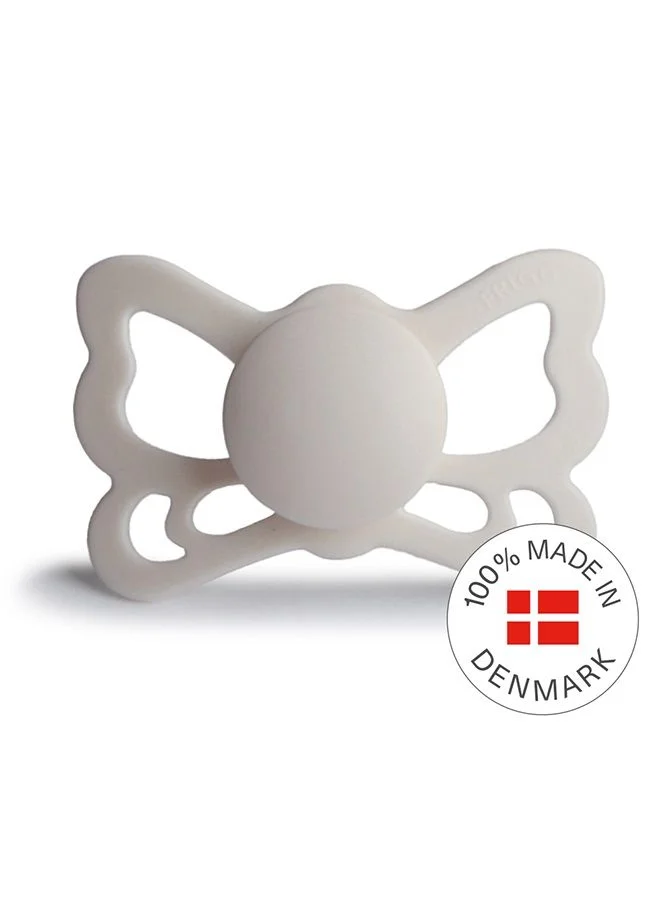 FRIGG Butterfly Anatomical Silicone Baby Pacifier 6 To 18 Month Size 2 Silver Grey