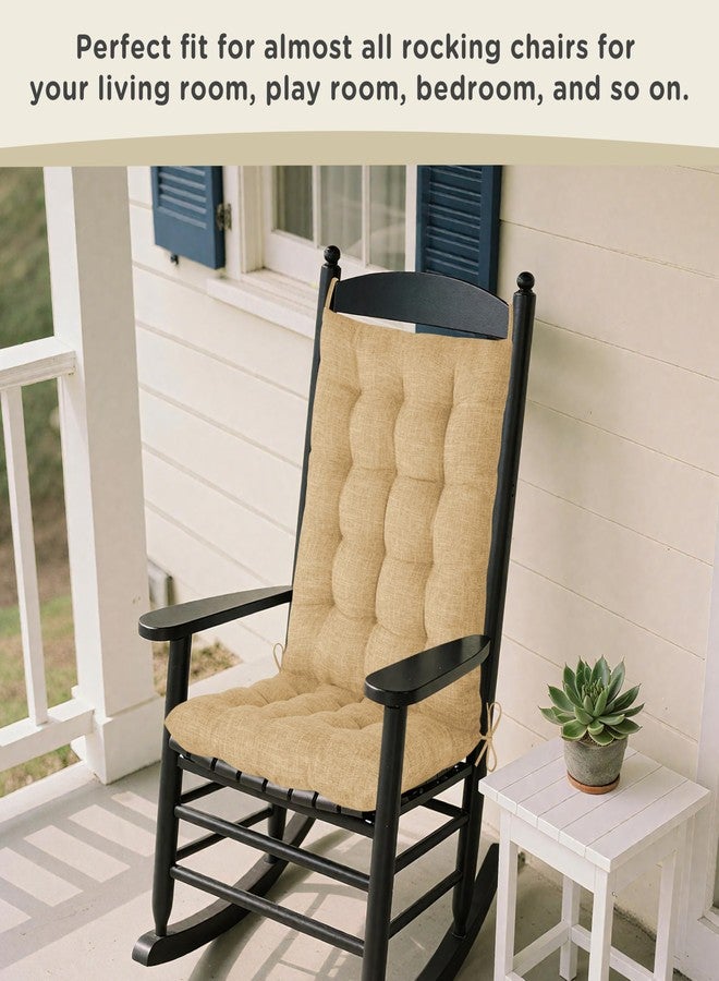 AddGrace Rocking Chair Cushions Indoor Tufted Cushions for Rocking Chairs with Ties Comfortable Textured Fabric Set of Seat & Back Cushion 21x17/17x17 Khaki - Image 5
