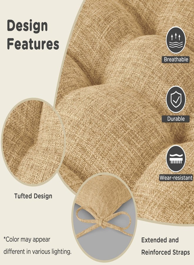 AddGrace Rocking Chair Cushions Indoor Tufted Cushions for Rocking Chairs with Ties Comfortable Textured Fabric Set of Seat & Back Cushion 21x17/17x17 Khaki - Image 4
