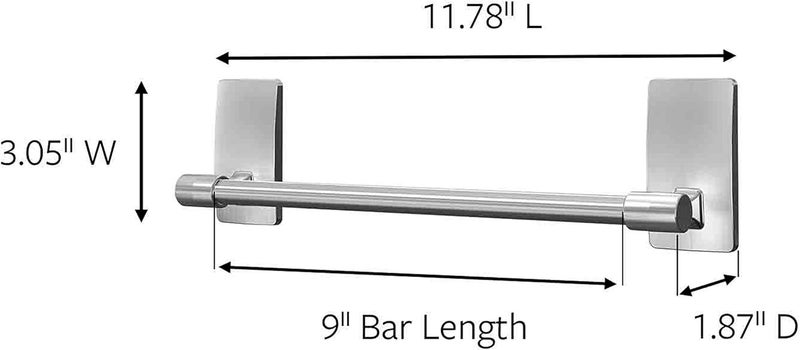 Command by 3M 9" Towel Bar, Stylish Design, Easy On, Easy Off, (BATH41-SN-ES), Satin Nickel - Image 2