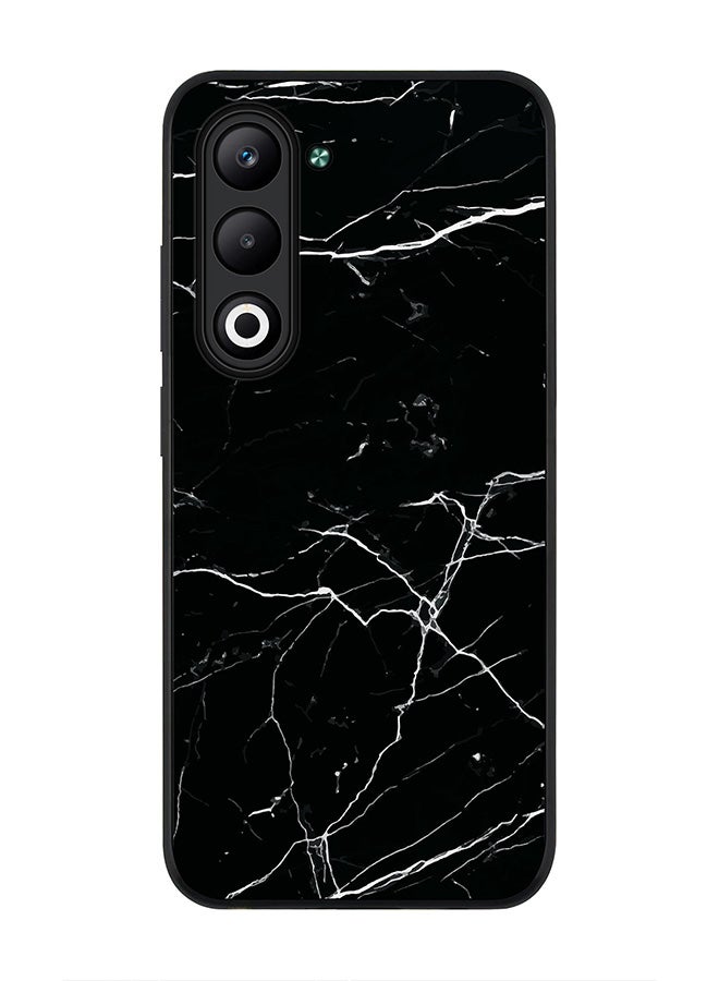 غطاء لهاتف أوبو A5 5G / A5 4G، حماية كاميرا نحيفة، غطاء هاتف رفيع مضاد للصدمات - طباعة رخامية سوداء