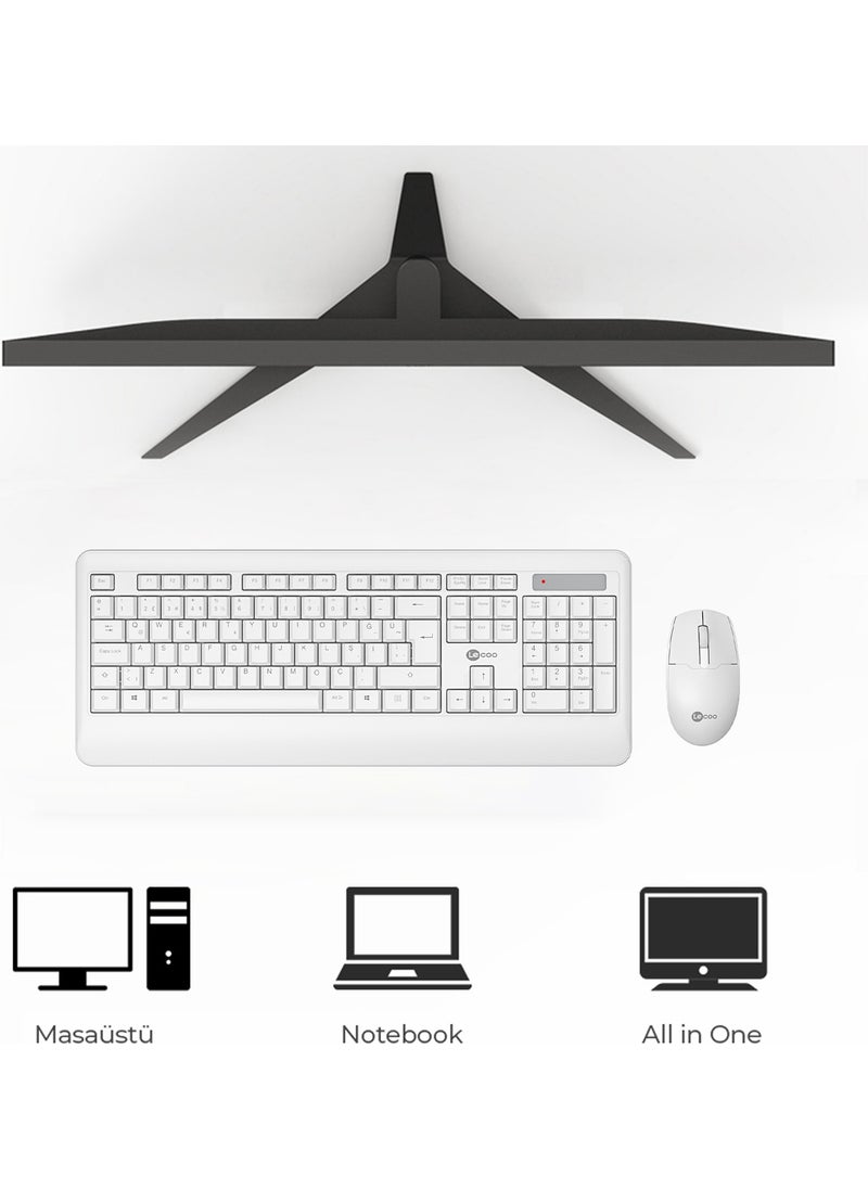 KW202 Wireless Turkish Q Keyboard & Mouse Set White