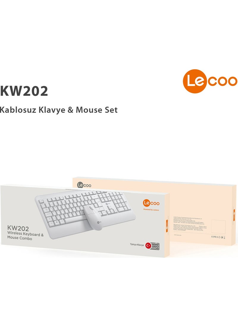 KW202 Wireless Turkish Q Keyboard & Mouse Set White