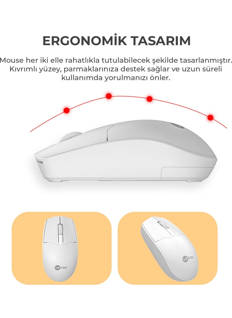 KW202 Wireless Turkish Q Keyboard & Mouse Set White
