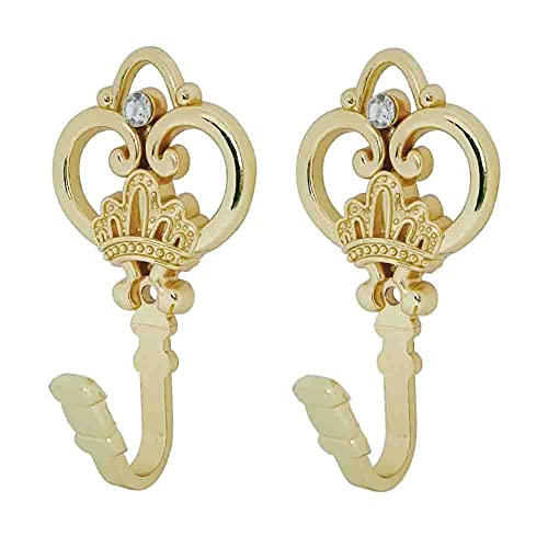 Cucumis Crown Curtain Wall Hook Household Clothes Hanging Hook Window Drapery Medallion Holdbacks Curtain Tiebacks Wall Hook Tassel Holder 1 Double Gold