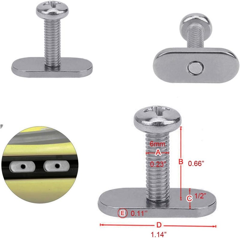 Douzime 4 Pcs Rail Track Screws Track Nuts Stainless Steel Screws Nuts Hardware Replacement Kit Accessories for Kayak Canoes Boats Rails Watercraft - Image 2