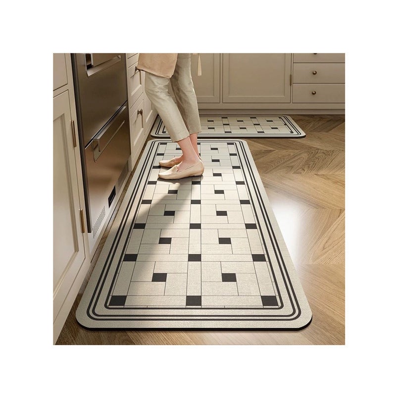 American Retro Stain-Resistant Long Floor Mat Absorbent Oil-Absorbing Entrance Door Mat Easy To Care Diatom Mud Kitchen Floor Mat - Image 5