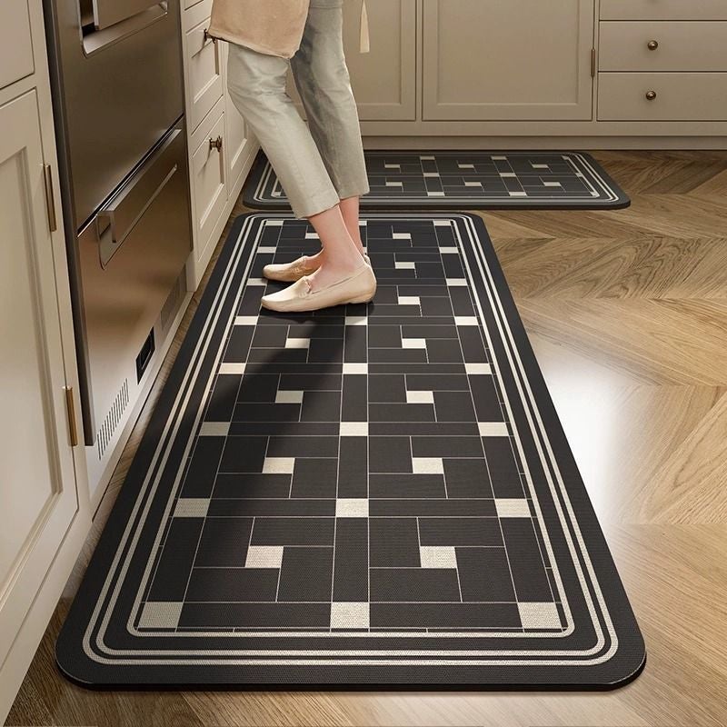 American Retro Stain-Resistant Long Floor Mat Absorbent Oil-Absorbing Entrance Door Mat Easy To Care Diatom Mud Kitchen Floor Mat - Image 3
