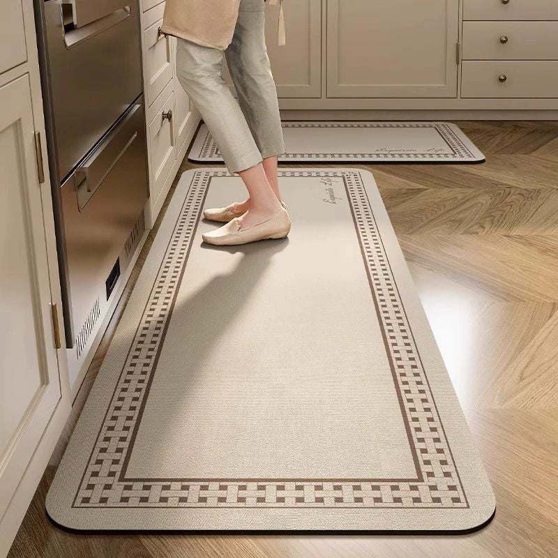 American Retro Stain-Resistant Long Floor Mat Absorbent Oil-Absorbing Entrance Door Mat Easy To Care Diatom Mud Kitchen Floor Mat - Image 4