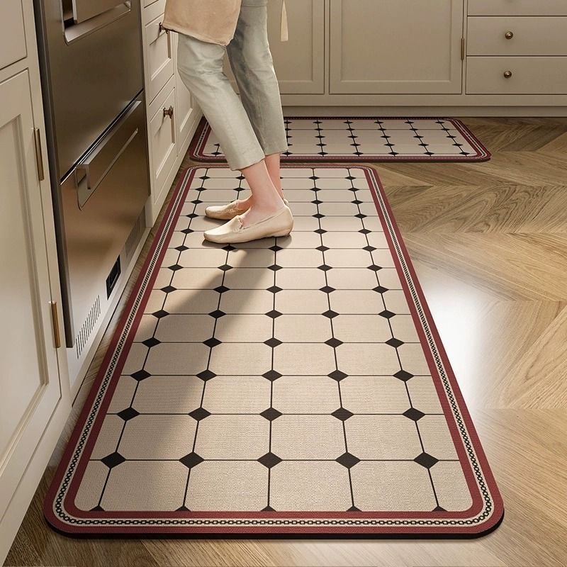 American Retro Stain-Resistant Long Floor Mat Absorbent Oil-Absorbing Entrance Door Mat Easy To Care Diatom Mud Kitchen Floor Mat - Image 1