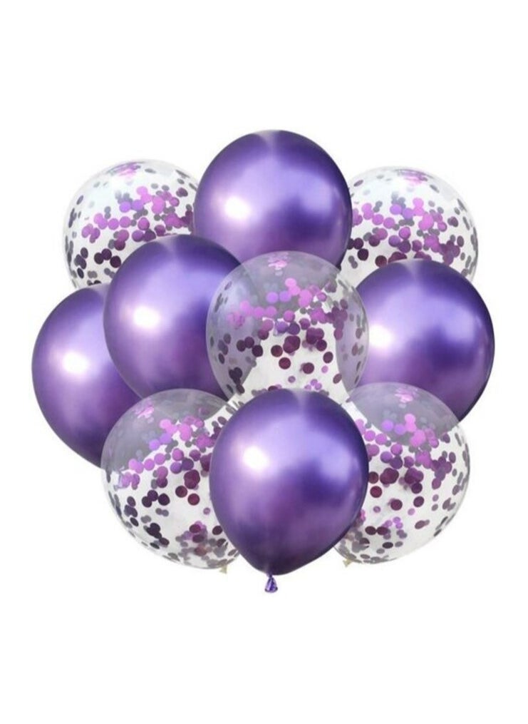 Party Time Party Time 10-Pieces Purple Confetti Balloon and Purple Chrome Balloon Mixed Amazing Shinning Sight for Your Party Wedding Bedroom Proposal or Birthday Balloons Decoration Set 