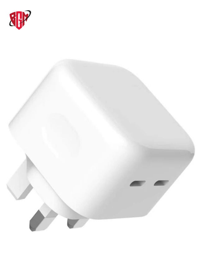 BGM Original 35W USB-C Power Adapter For iPhone 14 13 12 11 Pro Max 14 Plus XS XR XS Max iPad Pro Macbook Dual Type C Port PD Fast Charging UK Plug Wall Charger - Image 2