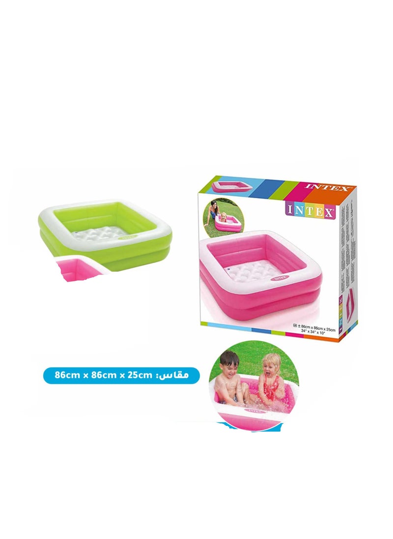 INTEX Heavy Duty PVC Inflatable Square Play Pool Pink 86x86x25cm 