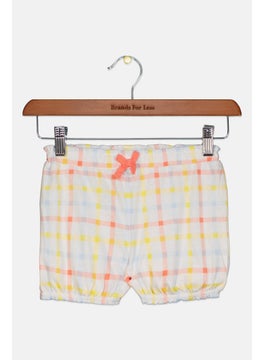 Toddlers Girl Windowpane Pull On Short, White Combo