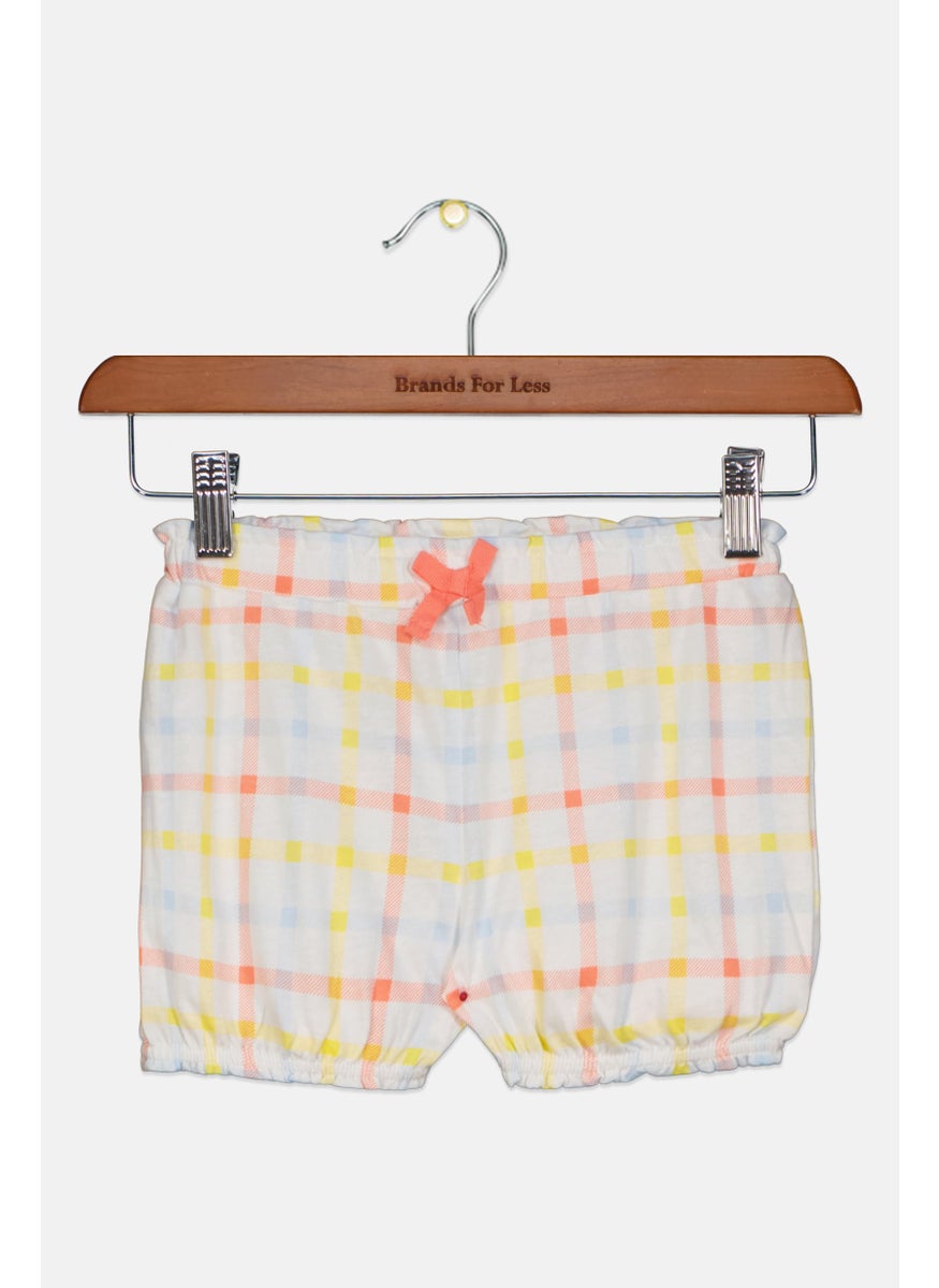 First Impressions - Toddlers Girl Windowpane Pull On Short, White Combo - Image 1