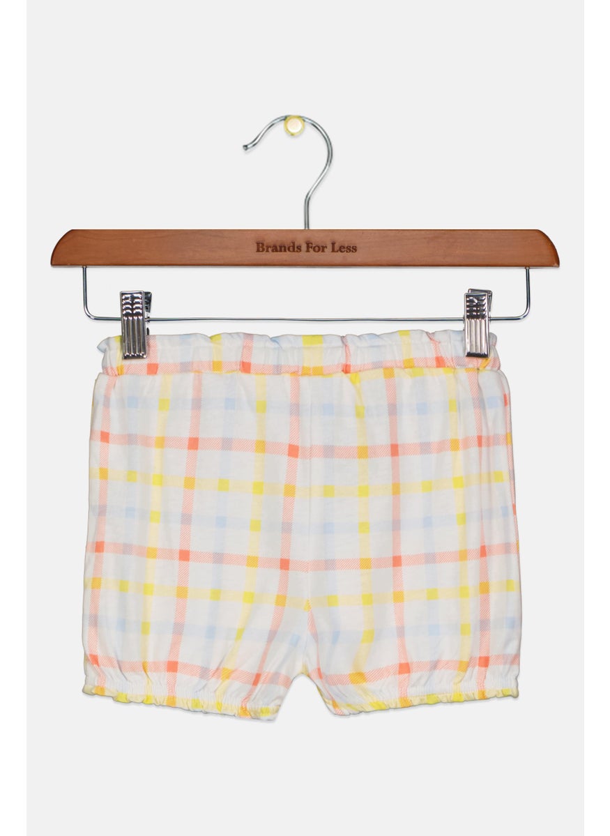 First Impressions - Toddlers Girl Windowpane Pull On Short, White Combo - Image 1