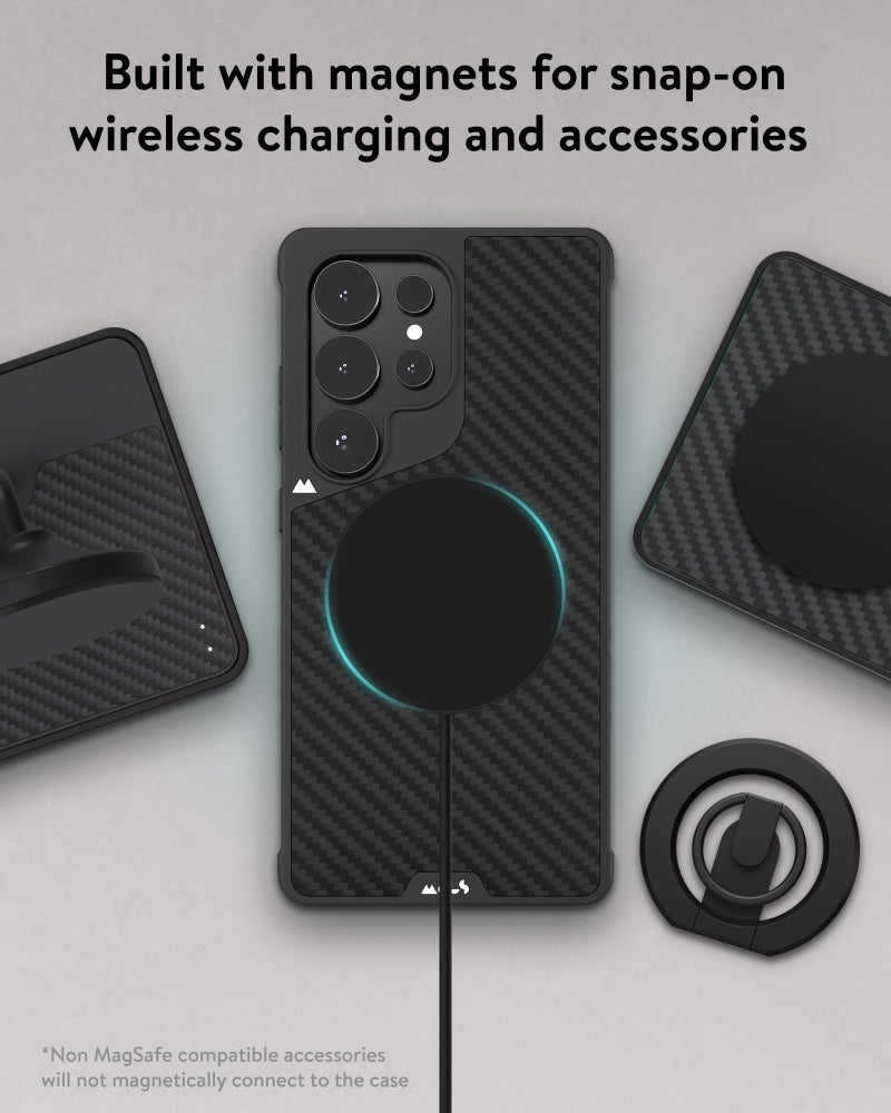 Mous for Samsung Galaxy S25 Ultra Case MagSafe Compatible - Limitless 6.0 - Carbon Fibre - Protective Shockproof Phone Cover - Image 5