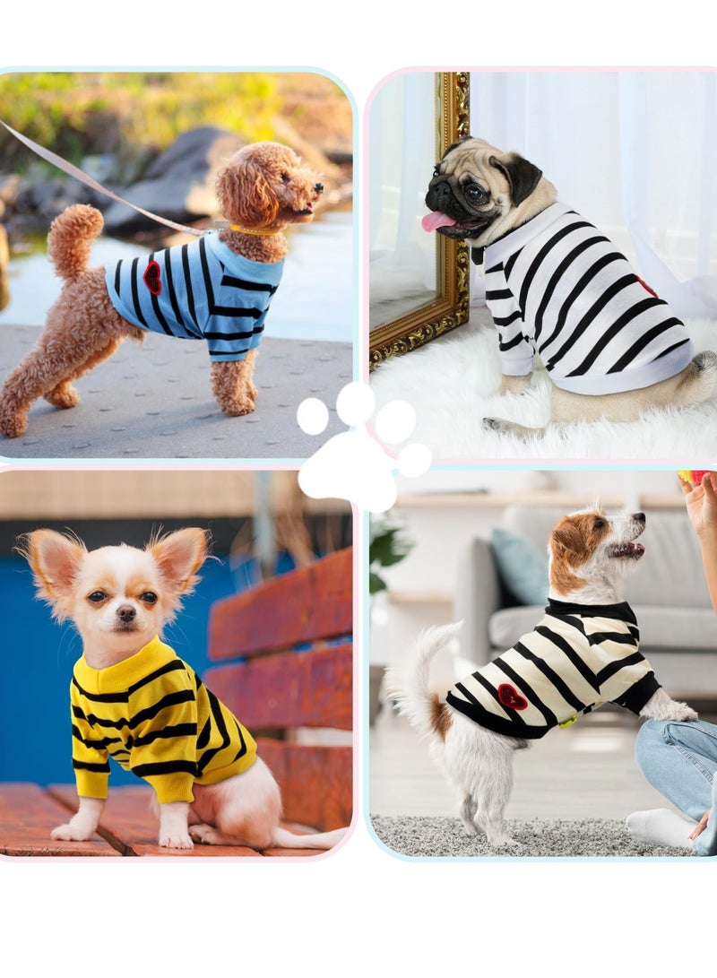SYOSI Dog Clothes for Small Dogs 4Pcs Striped Pet T-Shirts Summer Cotton Puppy Shirt Top for Small Medium Dogs Cats - Image 3