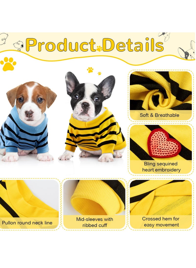 SYOSI Dog Clothes for Small Dogs 4Pcs Striped Pet T-Shirts Summer Cotton Puppy Shirt Top for Small Medium Dogs Cats - Image 5