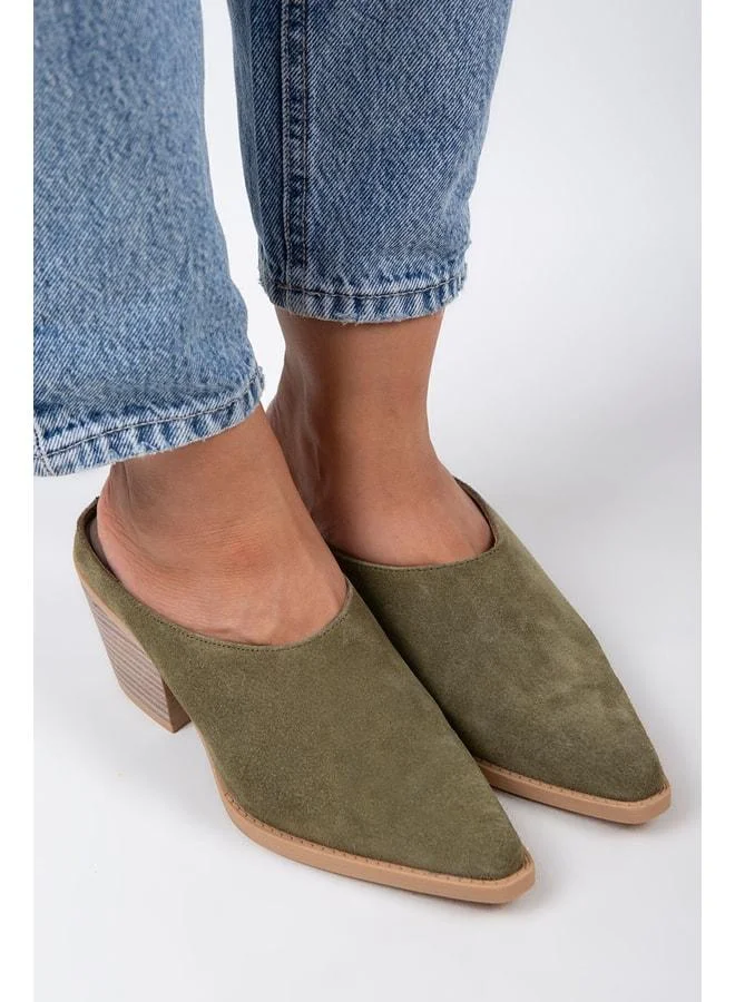 Manijero  Stella Women's Genuine Leather Western Jade Green - Suede Slipper for Women | Best Price UAE