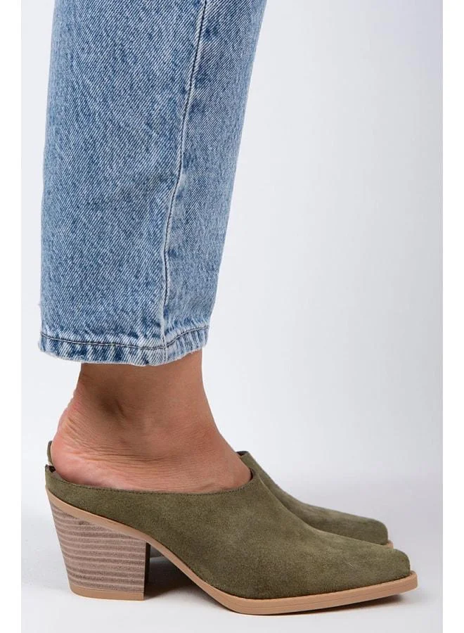 Stella Women's Genuine Leather Western Jade Green - Suede Slipper