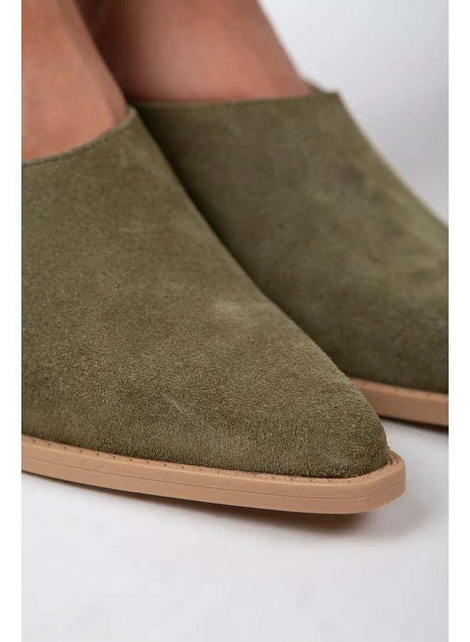 Manijero  Stella Women's Genuine Leather Western Jade Green - Suede Slipper for Women | Best Price UAE