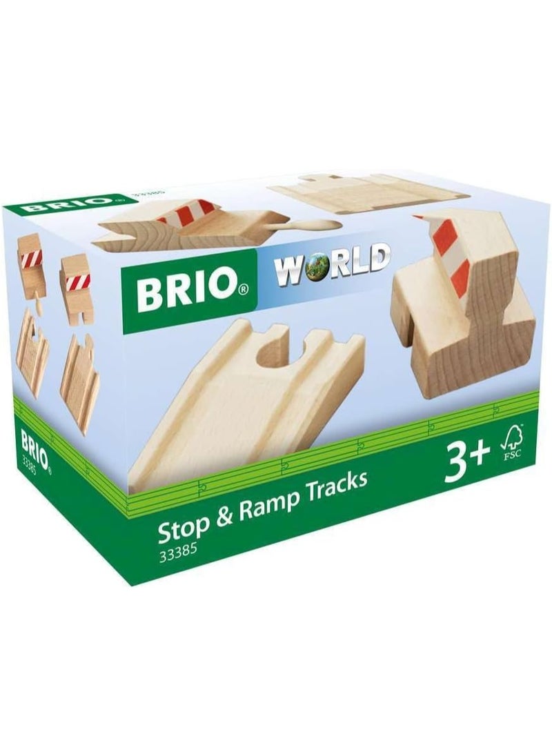 Brio BRIO World 33385 - Stop and Ramp Track - 4 Piece Wooden Toy Train Accessory for Kids Ages 3 and Up  - Image 1