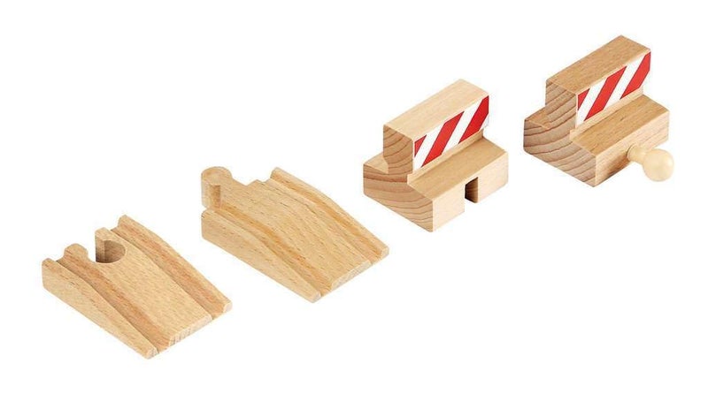 BRIO World 33385 - Stop and Ramp Track - 4 Piece Wooden Toy Train Accessory for Kids Ages 3 and Up - Image 2