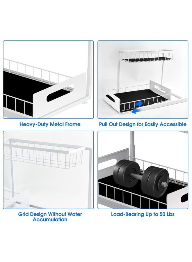UINOFLE Under Sink Organizers and Storage, 2 Tier Sliding Cabinet Basket Organizer Drawer Pull Out Cabinet Organizer Multi-Purpose Under Sink Organizer for Bathroom Kitchen (White) - Image 5