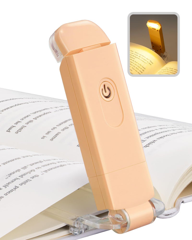 DEWENWILS USB Rechargeable Book Reading Light, LED Clip on Booklight Flexible Reading Lights in Bed, Car at Night, Warm White, Brightness Adjustable, Perfect for Bookworms, Kids (Peach Fuzz) - Image 1