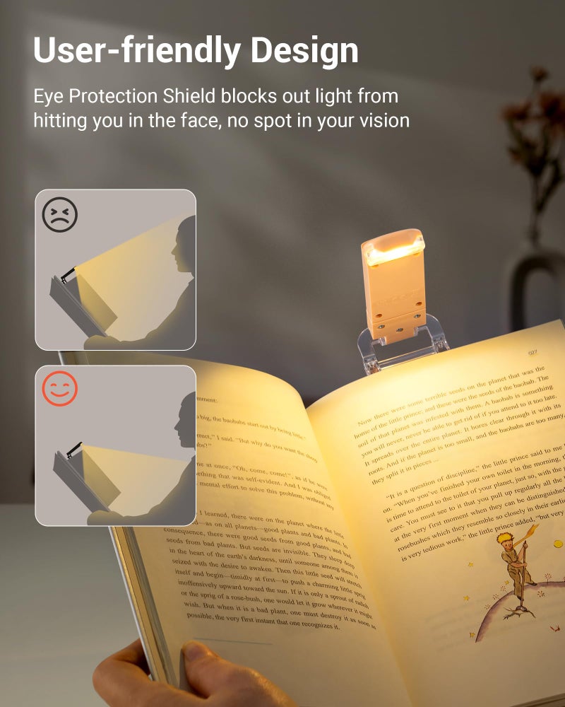 DEWENWILS USB Rechargeable Book Reading Light, LED Clip on Booklight Flexible Reading Lights in Bed, Car at Night, Warm White, Brightness Adjustable, Perfect for Bookworms, Kids (Peach Fuzz) - Image 5
