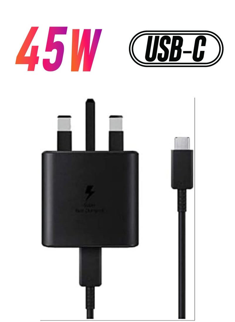 Samsung UK Travel Adaptor (45W with USB type C Cable) Black, - Image 1