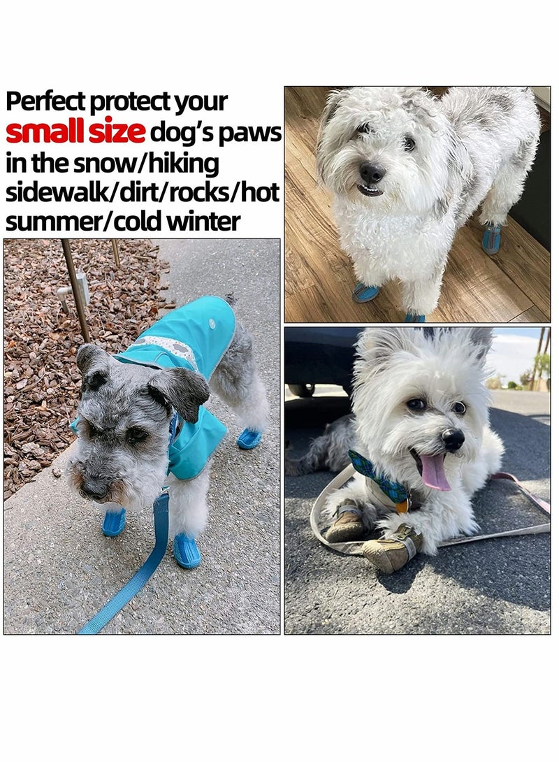 سيوسي أحذية الكلب 4 قطعة سهير 2 المضادة للانزلاق تنفس للماء أحذية الكلب مخلب حامي ينطبق على المشي لمسافات طويلة أحذية الكلاب الصغيرة ، مع انعكاس الضوء قابل للتعديل حزام سستة الأحذية الكلب ينطبق على الطرق ال - Image 4