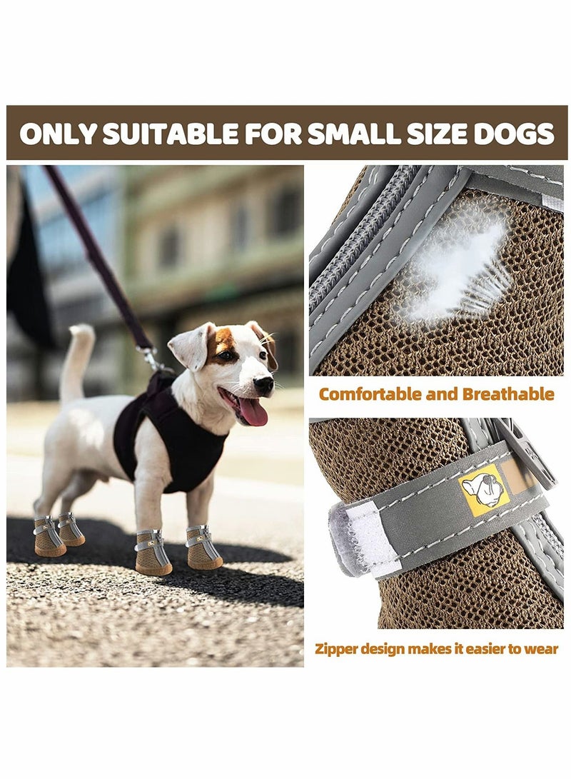 سيوسي أحذية الكلب 4 قطعة سهير 2 المضادة للانزلاق تنفس للماء أحذية الكلب مخلب حامي ينطبق على المشي لمسافات طويلة أحذية الكلاب الصغيرة ، مع انعكاس الضوء قابل للتعديل حزام سستة الأحذية الكلب ينطبق على الطرق ال - Image 5