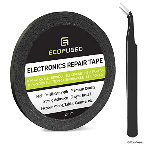 ECO-FUSED EcoFused 2mm DoubleSided Adhesive Sticker Tape for Smartphone Tablet PC Laptops LCD Digitizer Small Electronic Repair Includes Pair of Tweezers Microfiber Cleaning Cloth - Image 1