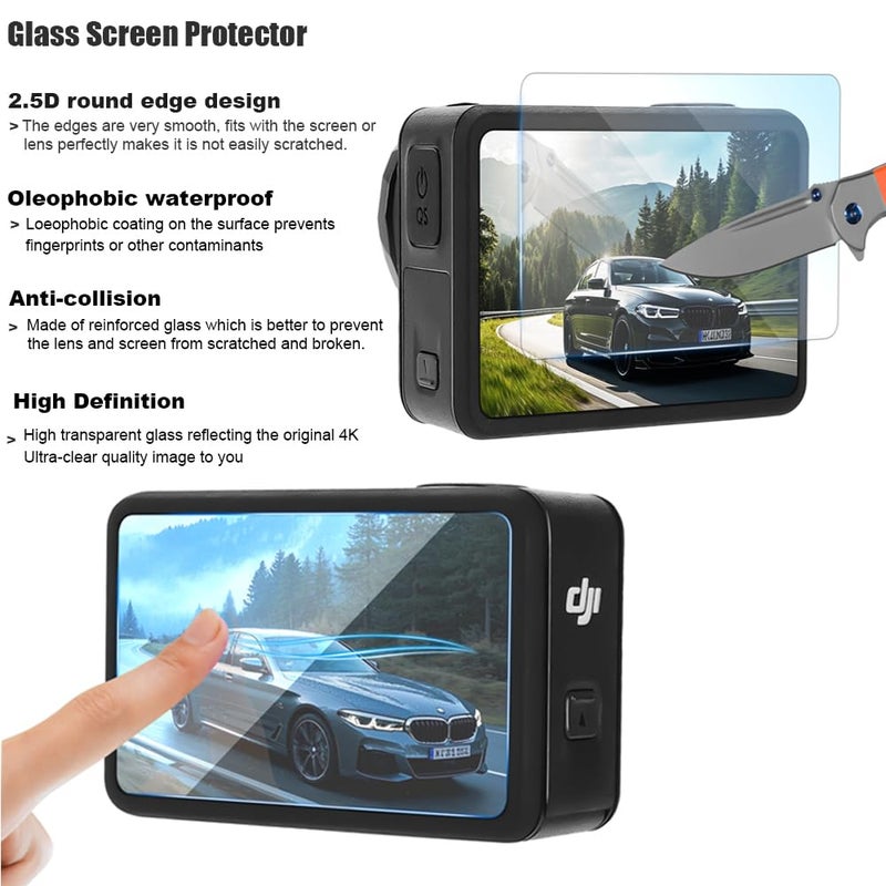 Husiway Accessories Bundle for DJI Osmo Action 5 Pro/Action 4/3 Waterproof Case Diving Housing Silicone Case Glass Screen Protector Film Whole Kit 60E (Kit1 for DJI Osmo Action 5 Pro/4/3) - Image 5