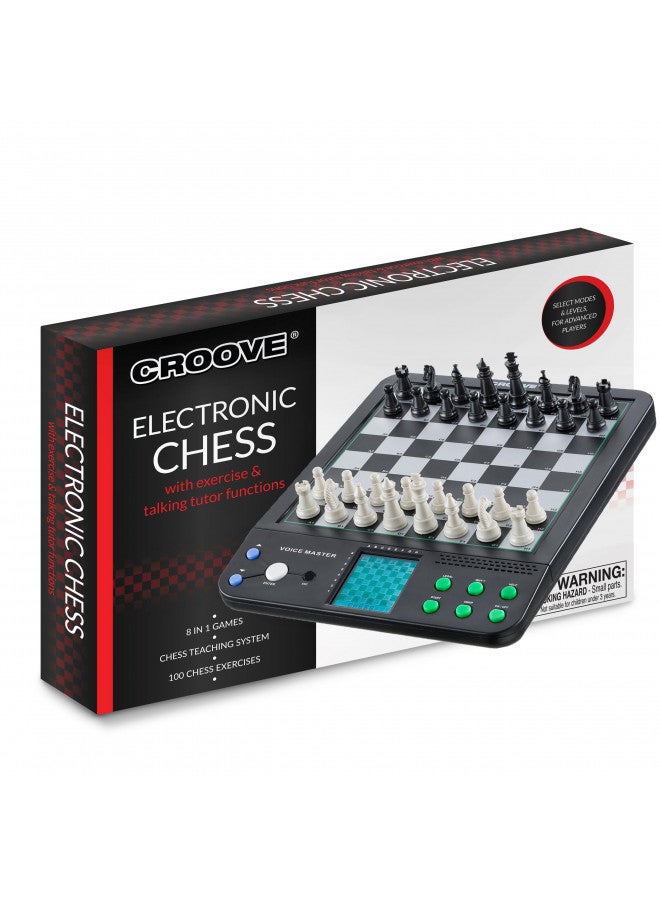Croove Croove Electronic Chess and Checkers Set with 8-in-1 Board Games, for Kids to Learn and Play - Image 1