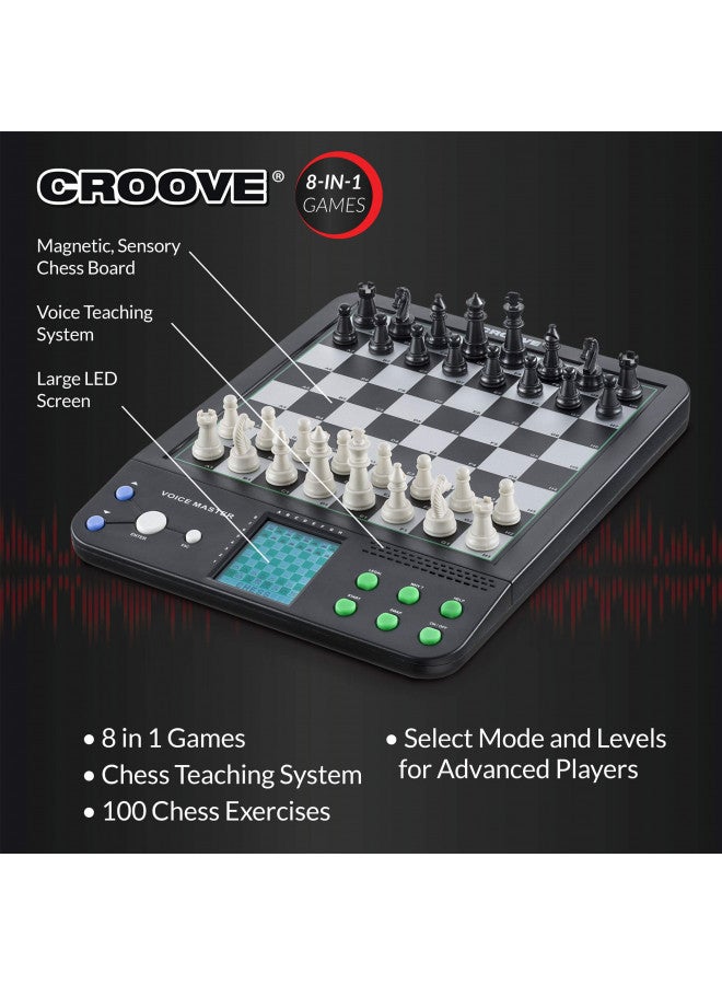 Croove Croove Electronic Chess and Checkers Set with 8-in-1 Board Games, for Kids to Learn and Play - Image 4