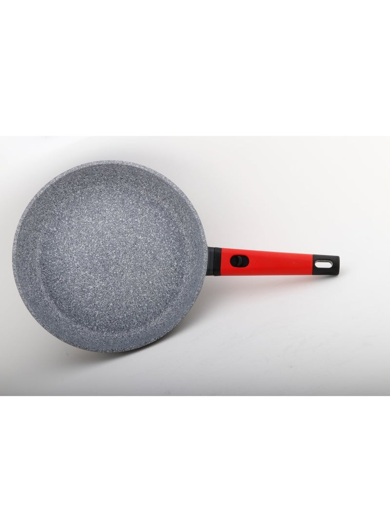 Daewoo 28cm Die-Cast Aluminum Frying Pan, Non-Stick Granite Stone Coating, Full Induction Base, Oven-Safe, Bakelite Handle , Red, Chemical-Free - Image 2