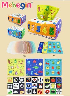 MEBEGIN Baby Tissue Box Toy with Rustling and Squeaky Sounds, Sensory Toys for Babies, Soft Crinkle Toys, Fun Developmental Tissue Box Toy, Made of Non-toxic Material, Ideal Gift for Kids, 18*12*9cm  - Image 4