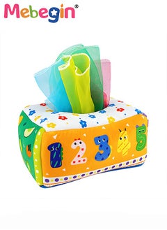 MEBEGIN Baby Tissue Box Toy with Rustling and Squeaky Sounds, Sensory Toys for Babies, Soft Crinkle Toys, Fun Developmental Tissue Box Toy, Made of Non-toxic Material, Ideal Gift for Kids, 18*12*9cm  - Image 3