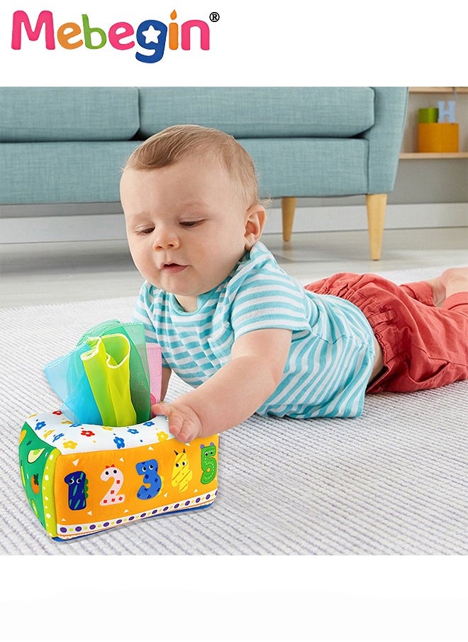 MEBEGIN Baby Tissue Box Toy with Rustling and Squeaky Sounds, Sensory Toys for Babies, Soft Crinkle Toys, Fun Developmental Tissue Box Toy, Made of Non-toxic Material, Ideal Gift for Kids, 18*12*9cm  - Image 2