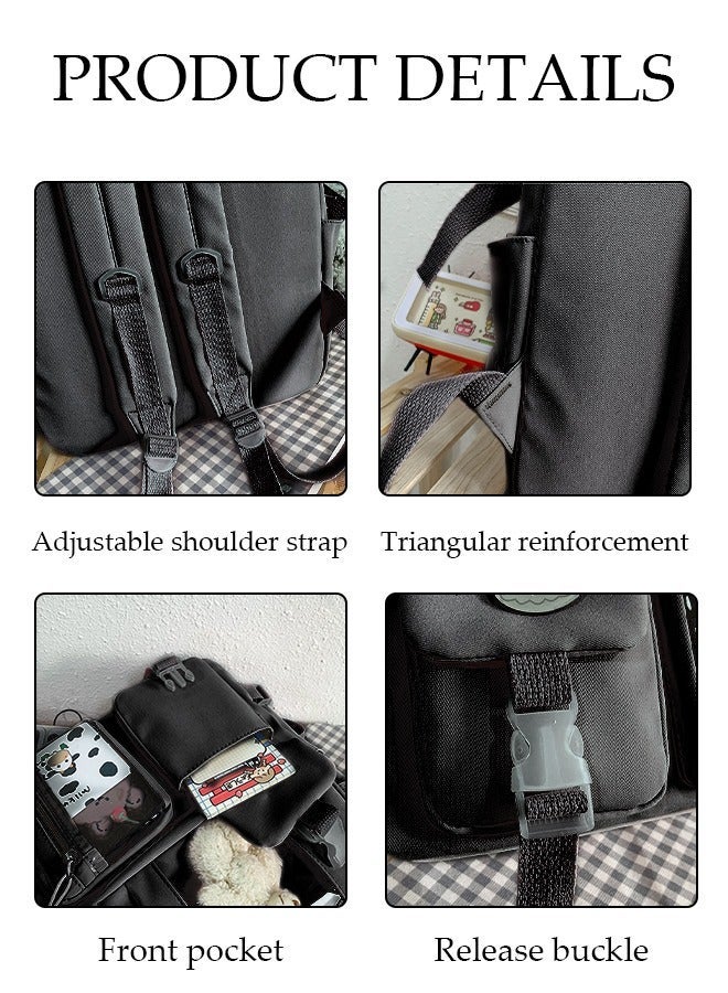 DUNISO School Backpack with Pencil Case and  Doll Pendant Waterproof Book Bag with Compartments for Teen Kid Students Elementary School Kids' School Bag With Large Capacity - Image 3