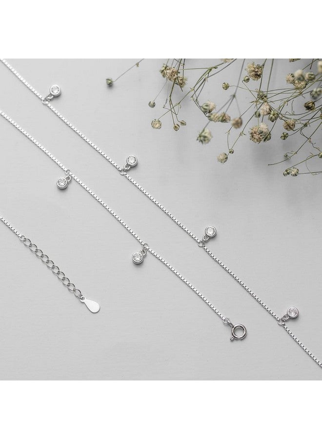 ZAVYA 925 Sterling Silver Cubic Zirconia Rhodium Plating Anklet (Pair) | Gift for Women & Girls | With Certificate of Authenticity & 925 Stamp | Karwachauth Gift for Wife - Image 3