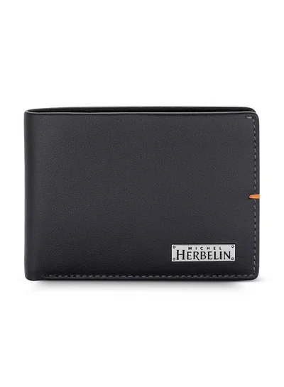 MICHEL HERBELIN Diverge Leather Bi-Fold Black Wallet for Men's Black