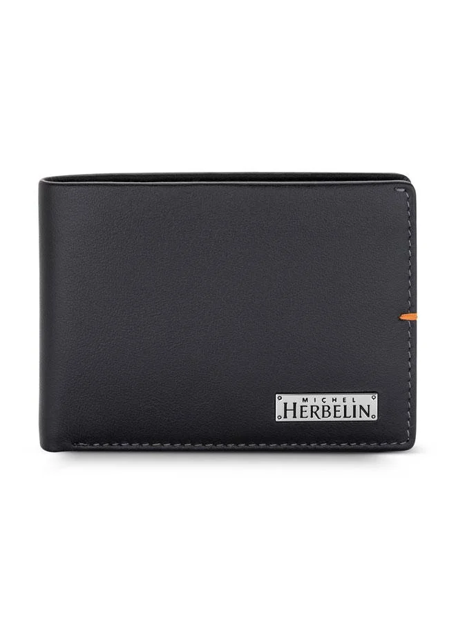 MICHEL HERBELIN Diverge Leather Bi-Fold Black Wallet for Men's